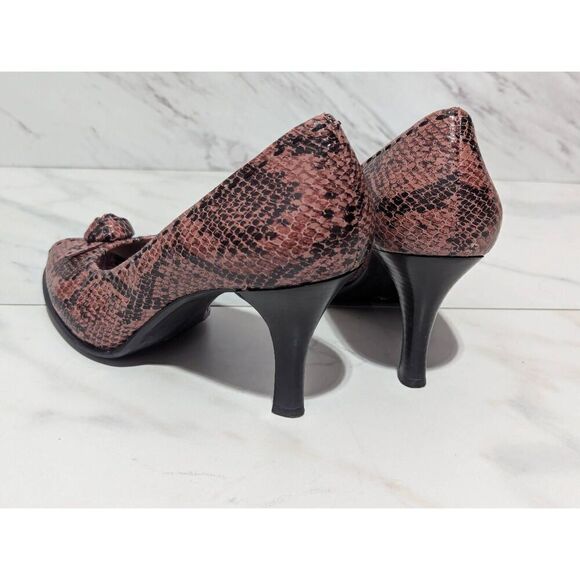 Franco Sarto Women's Pink Cobra Faux Snake Skin Pattern Peep Toe Pump Heels Size - Picture 3 of 8